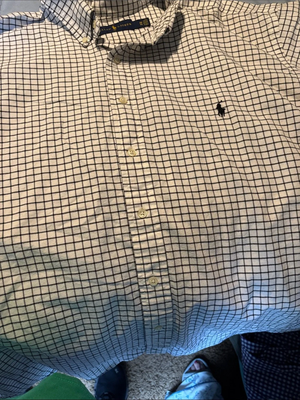 Polo by Ralph Lauren White Shirt with Navy Windowpane